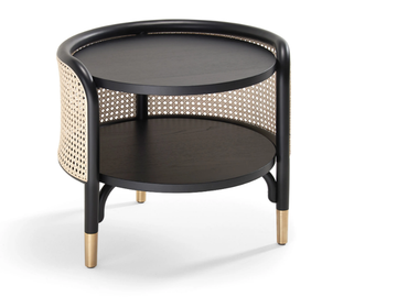 MOS - Round beech side table and woven cane inserts by Wiener GTV Design - view 2